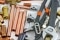 tools for boiler installing and repair: pliers and cooper tubes