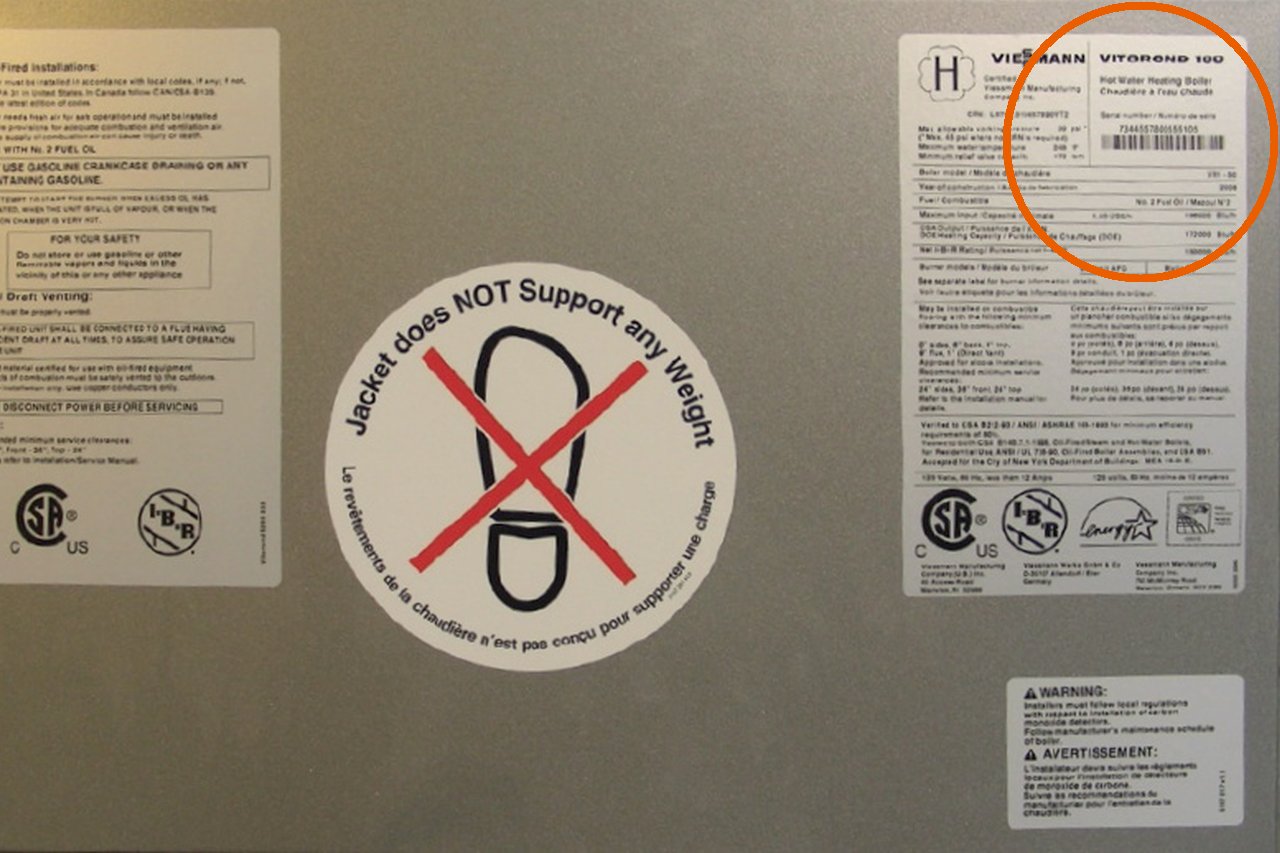 Serial Number Locator - Vitorond 100, VR1 | Viessmann US